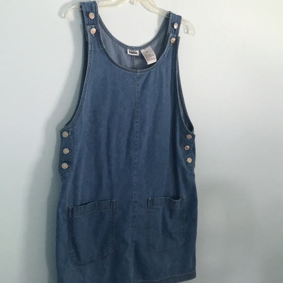 Vintage 90s denim overall dress with pockets! Size large - Picture 3 of 6